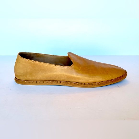 Vince Malia Leather Slip-On Espadrille Flats 9 Tan Camel Excellent - Picture 2 of 11